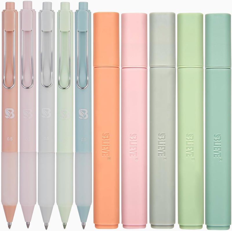 Believe - Aesthetic Highlighters and Gel Pens With Soft Ink And Tip, Bible Highlighters and Pens No Bleed, Dry Fast Easy to Hold, for Bible Journaling Planner School Supplies (Pastel Muted, Multicolor) - Image 1